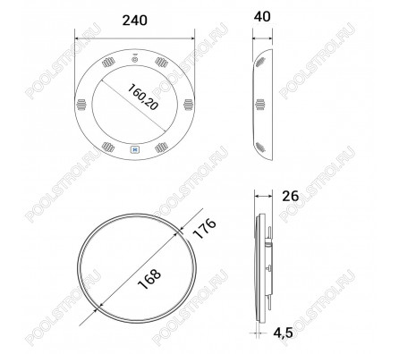 Лицевая рамка для Hayward LED ColorLogic FLAT, light grey