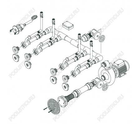 Гидромассаж Фитстар Standard 8697120 (220 В, 1,5 Квт) компл: насос, блок упр., 4 форсунки, 1 водозабор, пьезокнопка